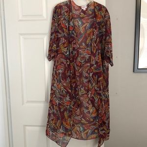 LuLaRoe Shirley- Purple Owl and Feather Print